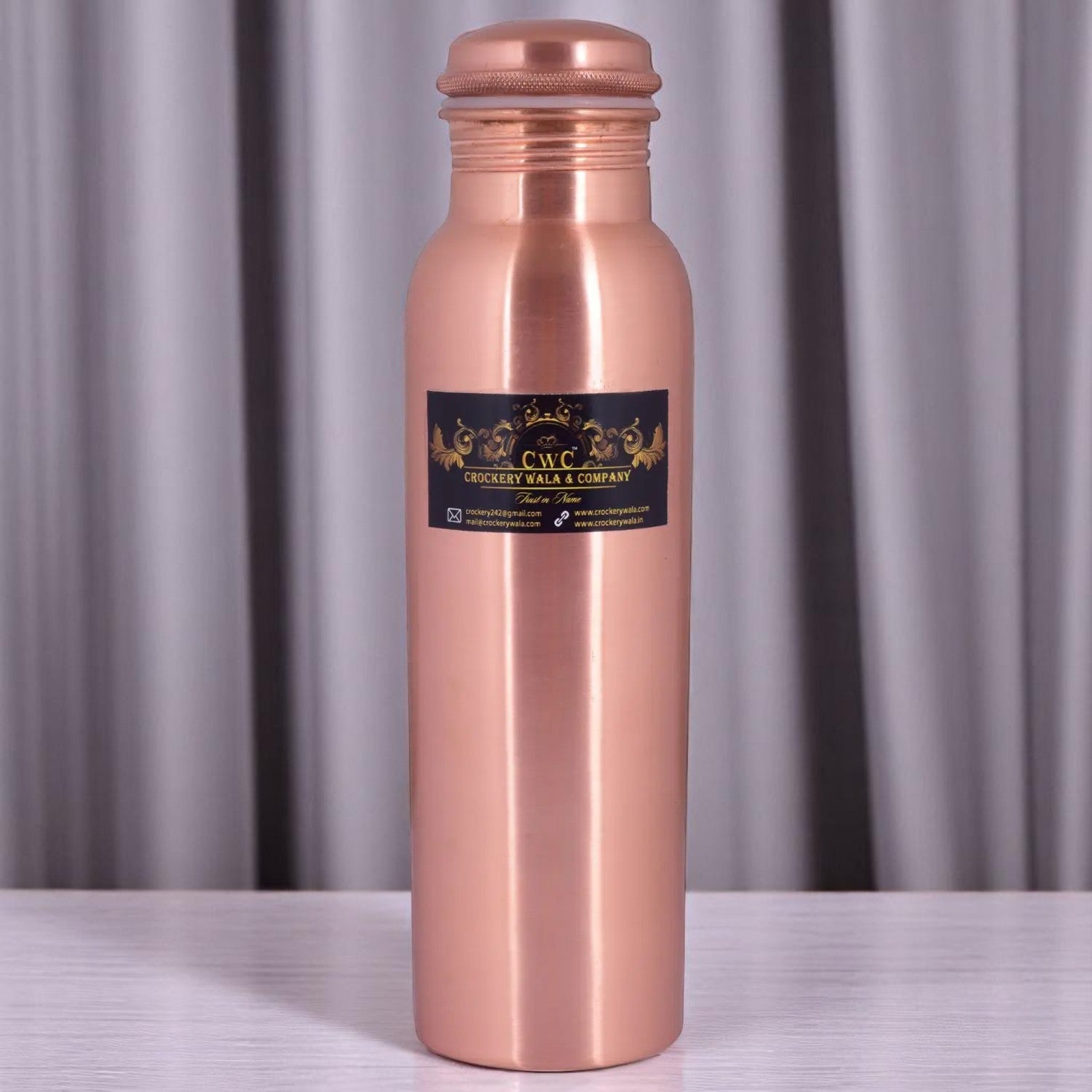 Pure Copper Water Bottle Matte Finish 900 ML Leak Proof Crockery Wala And Company Ltd