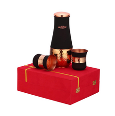 CROCKERY WALA & COMPANY Copper Bottle 2 Glass Gift Set (Curve Designer Cherry), 1 L CROCKERY WALA AND COMPANY