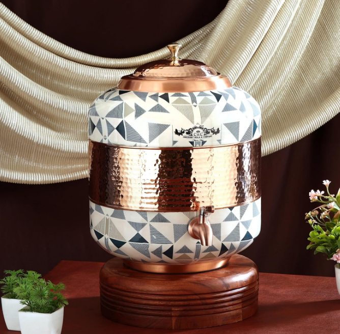 Pure Copper Dispenser Meena Finish Designer 5 Litres CROCKERY WALA AND COMPANY