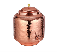 Pure Copper Water Pot Matka Dispenser With Tap Hammered Finish CROCKERY WALA AND COMPANY