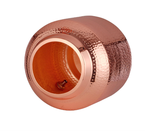 Pure Copper Water Pot Matka Dispenser With Tap Hammered Finish CROCKERY WALA AND COMPANY