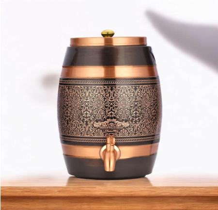 Pure Copper Dispenser Antique Itching Barrel 11X16X16 Size CROCKERY WALA AND COMPANY