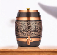 Pure Copper Dispenser Antique Itching Barrel 11X16X16 Size CROCKERY WALA AND COMPANY