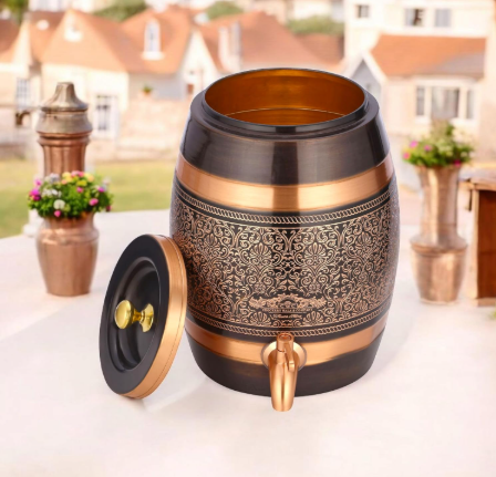 Pure Copper Dispenser Antique Itching Barrel 11X16X16 Size CROCKERY WALA AND COMPANY