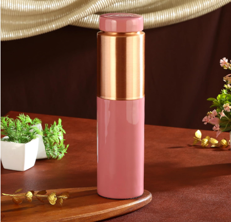 Pure Copper Bottle Vintage Half Cherry for Stylish Hydration CROCKERY WALA AND COMPANY