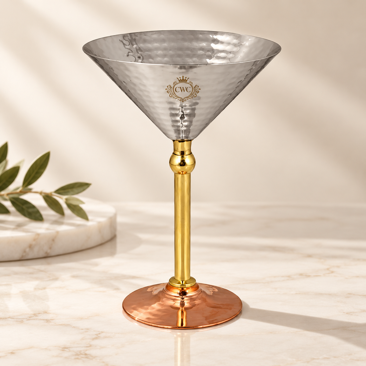 Crockery Wala And Company Steel Hammered Martini Glass Set