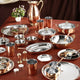 Pure Copper & Steel Dinner Set 63 Pcs Maharaja Look for Elegant Dining