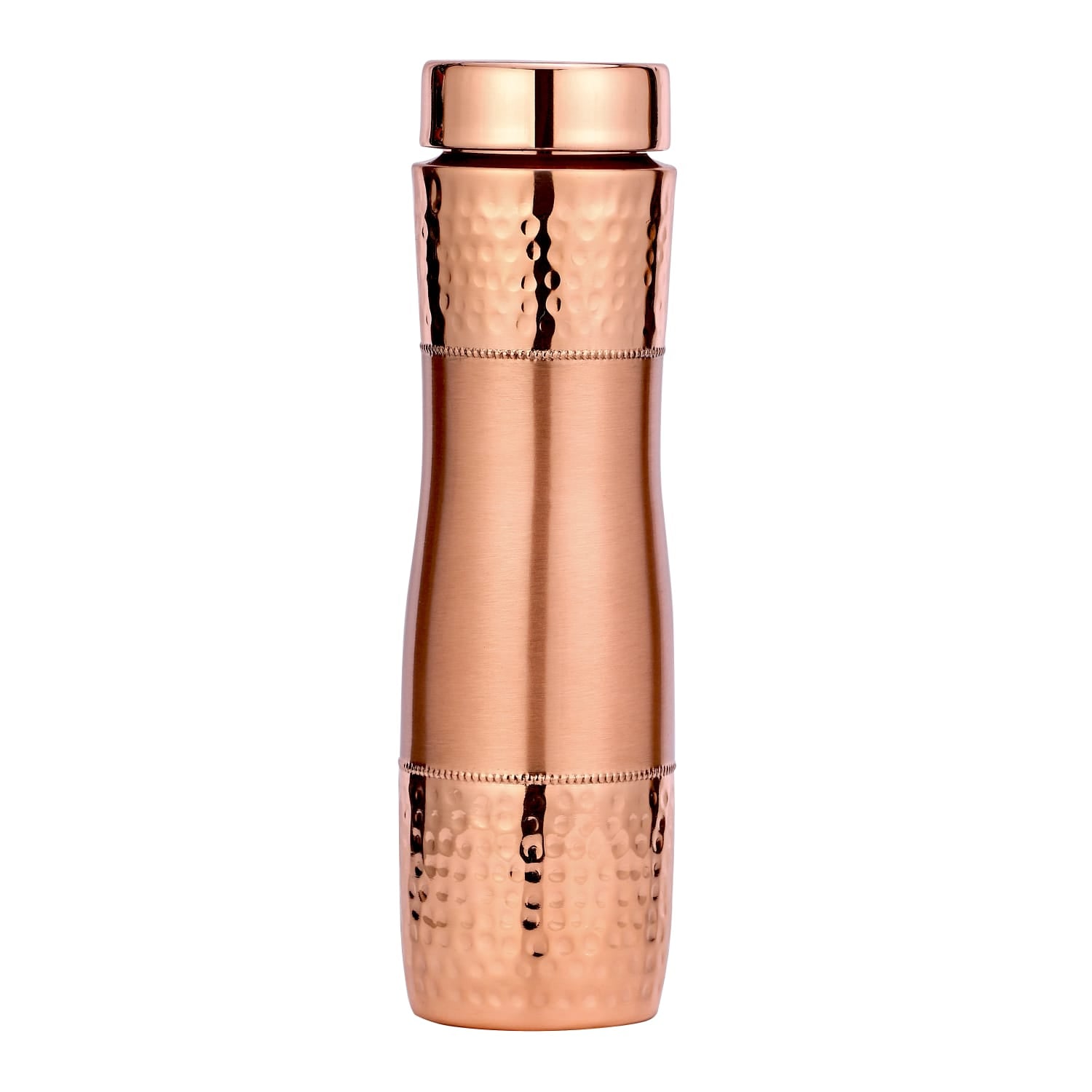 Pure Copper Curve Designer Water Bottle 1 Liter Handcrafted Copper Bottle CROCKERY WALA AND COMPANY