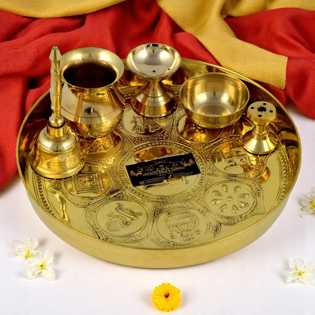 Asthmangal Brass Thali Set for Pooja and Gifting Crockery Wala And Company Ltd