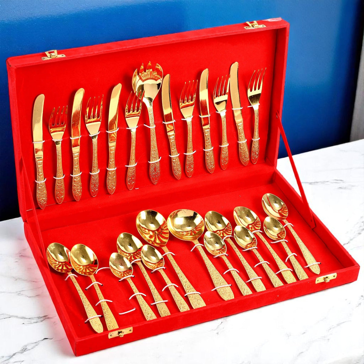 Pure Brass Cutlery Set For Gifting & Dining 26 Pcs Set CROCKERY WALA AND COMPANY
