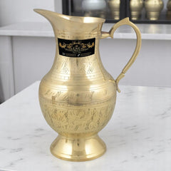 Pure Brass Embossed Design Mughlai Style Jug 1200 Ml Crockery Wala And Company Ltd