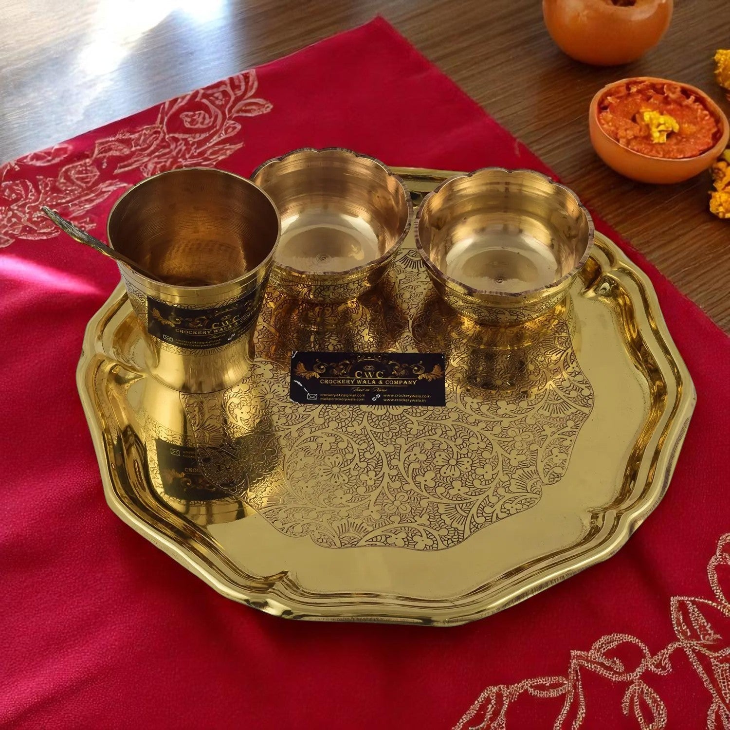 Brass Pooja Thali Set Laddoo Gopal Set For Kids Use Crockery Wala And Company Ltd