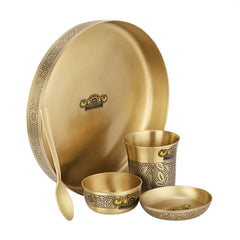 Bronze Etching Baby Thali Set - 5 Pcs Perfect for Gifting - CROCKERY WALA AND COMPANY