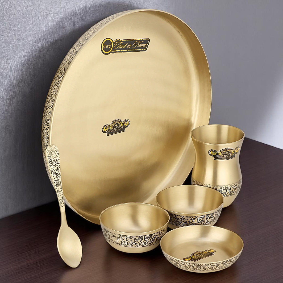 Bronze Thali Set - 6 Pcs Elegant Dinnerware - CROCKERY WALA AND COMPANY