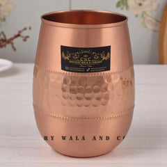Copper Glass Dholak Design - Ayurvedic Drinking Glass - CROCKERY WALA AND COMPANY