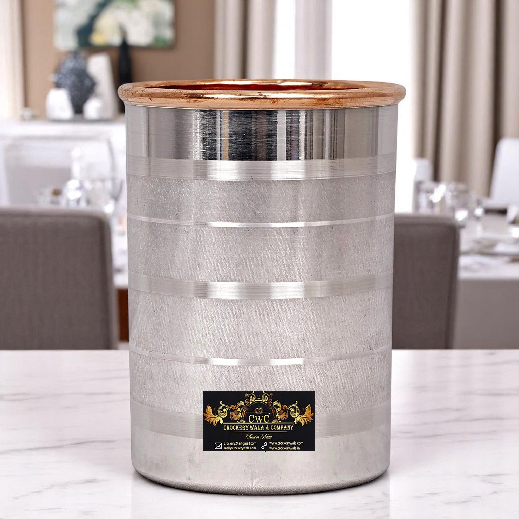 Copper Glass with Inner Copper and Outer Steel 250ml - CROCKERY WALA AND COMPANY