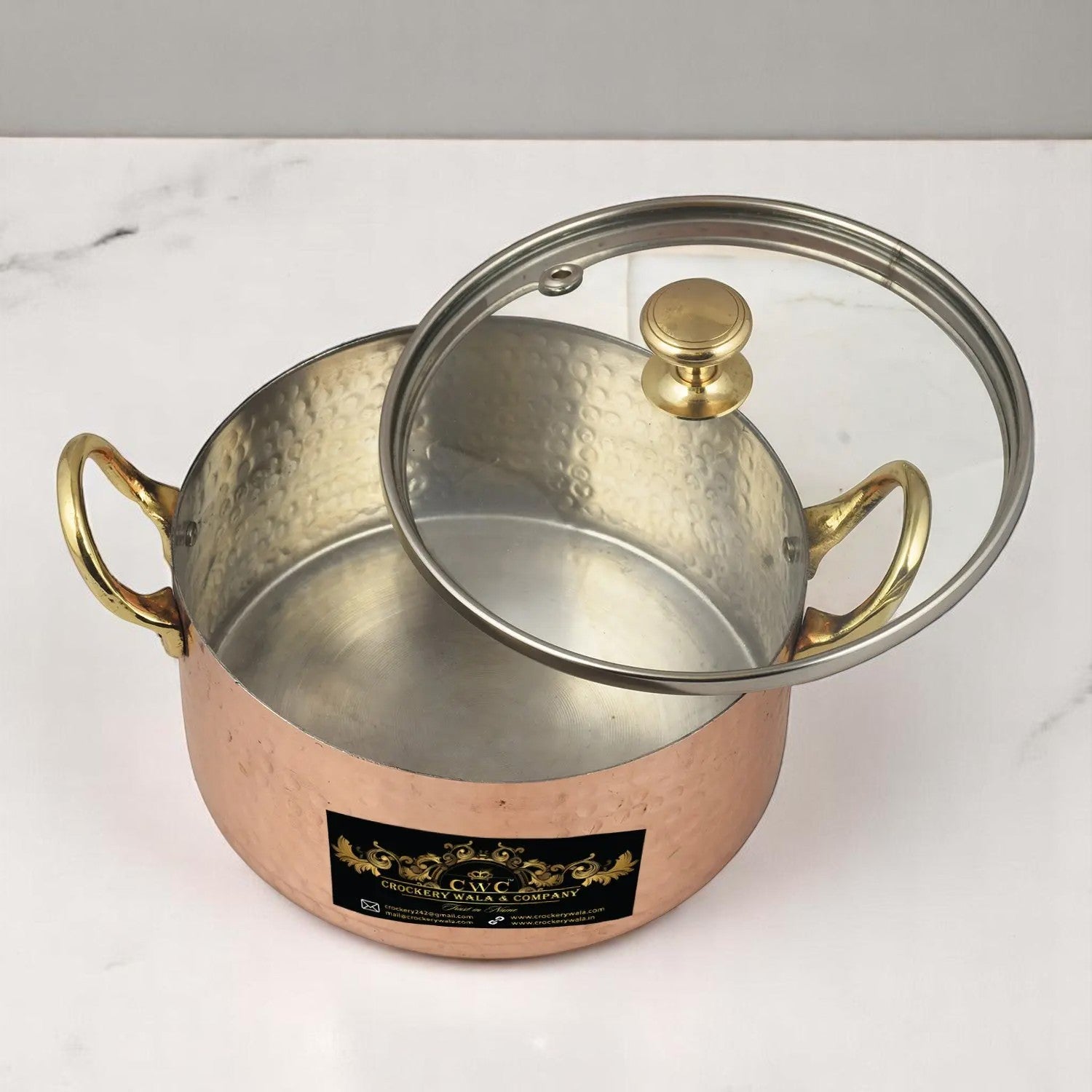 Copper Handi Set For Serving & Cooking 700 Ml Each - 3 Pcs - CROCKERY WALA AND COMPANY