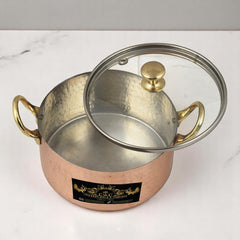 Copper Handi Set For Serving & Cooking 700 Ml Each - 3 Pcs - CROCKERY WALA AND COMPANY