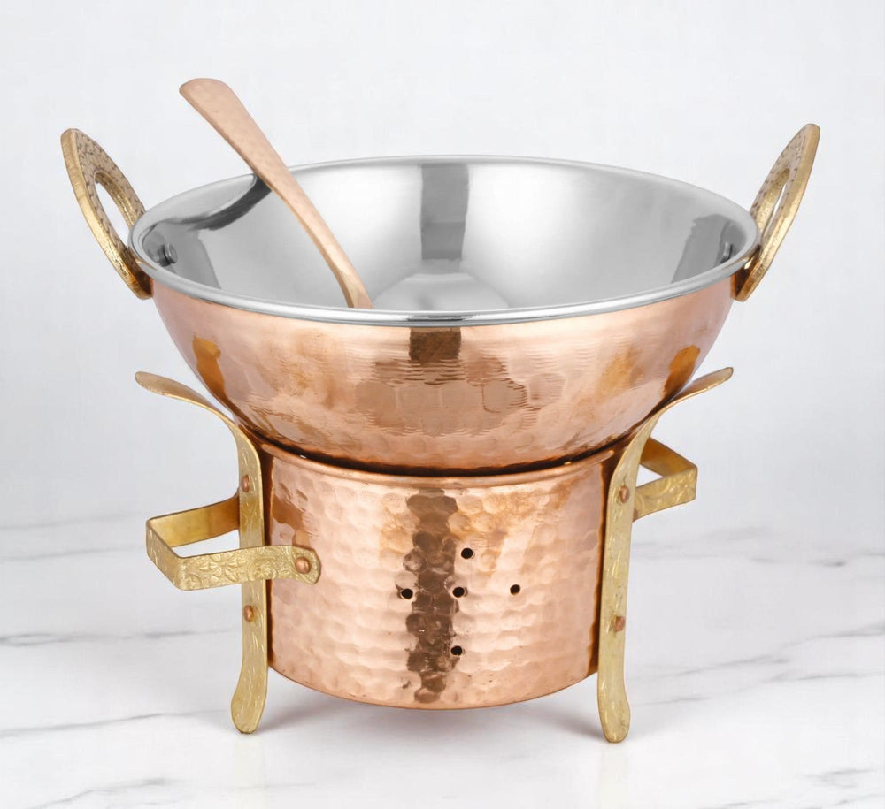 Copper Karhai Serving Set Pot Pan For Cooking Essentials - CROCKERY WALA AND COMPANY