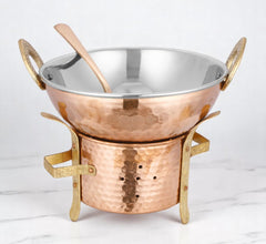 Copper Karhai Serving Set Pot Pan For Cooking Essentials - CROCKERY WALA AND COMPANY