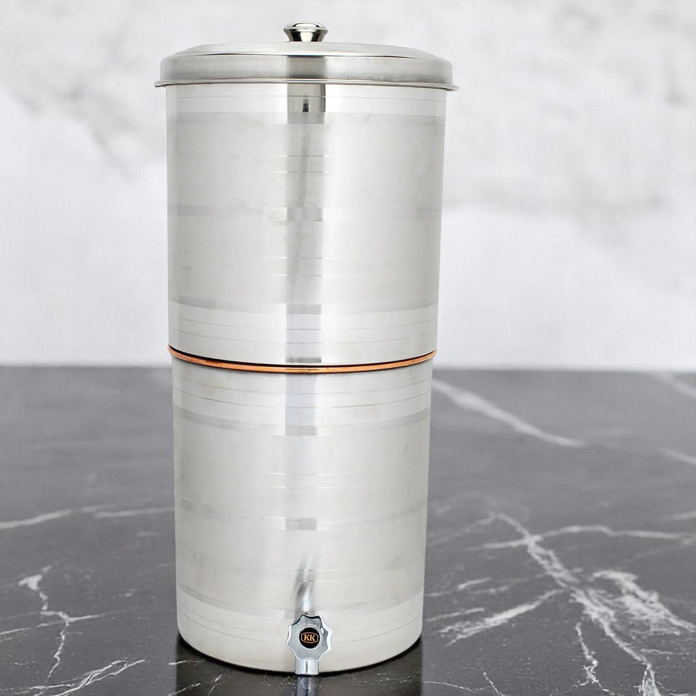 Copper Water Filter With Inner Copper & Outer Steel Pot - CROCKERY WALA AND COMPANY