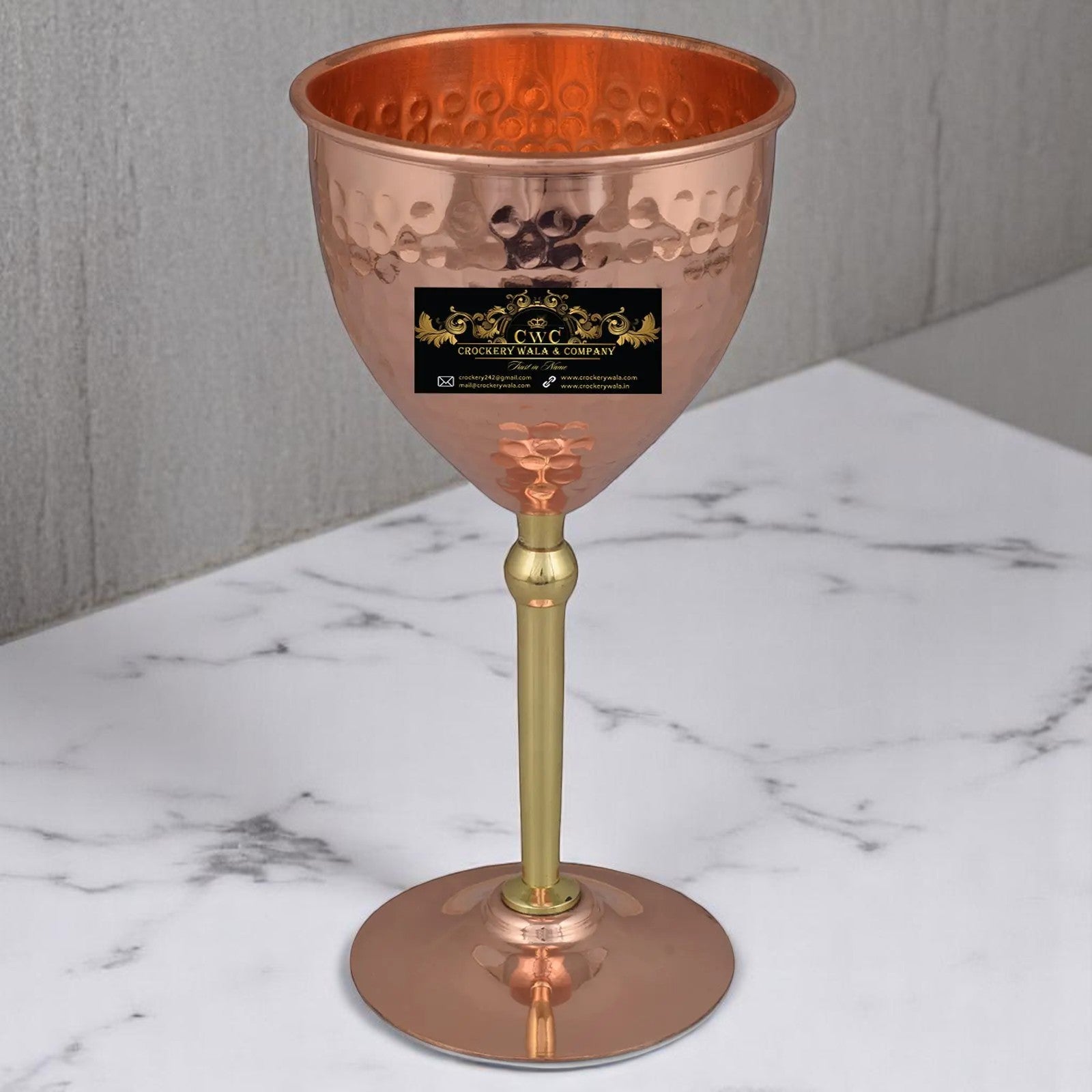 Copper Wine Glass For Parties Drinks Mocktails 350 ML Set - CROCKERY WALA AND COMPANY