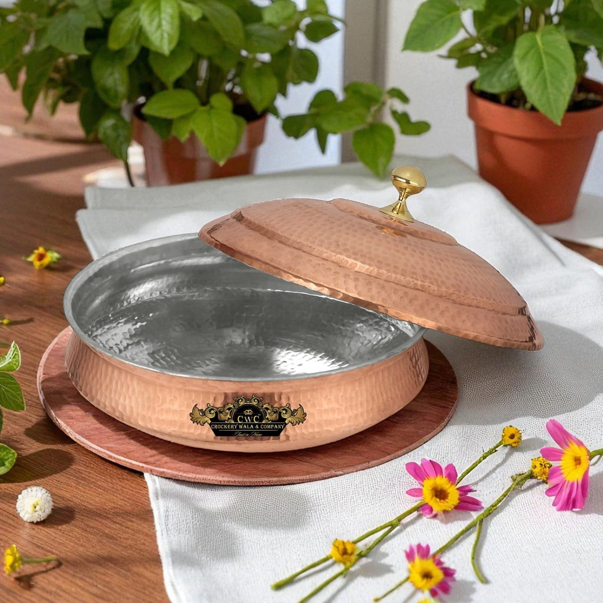 Pure Copper Handi Lagan With Copper Lid For Cooking Crockery Wala And Company