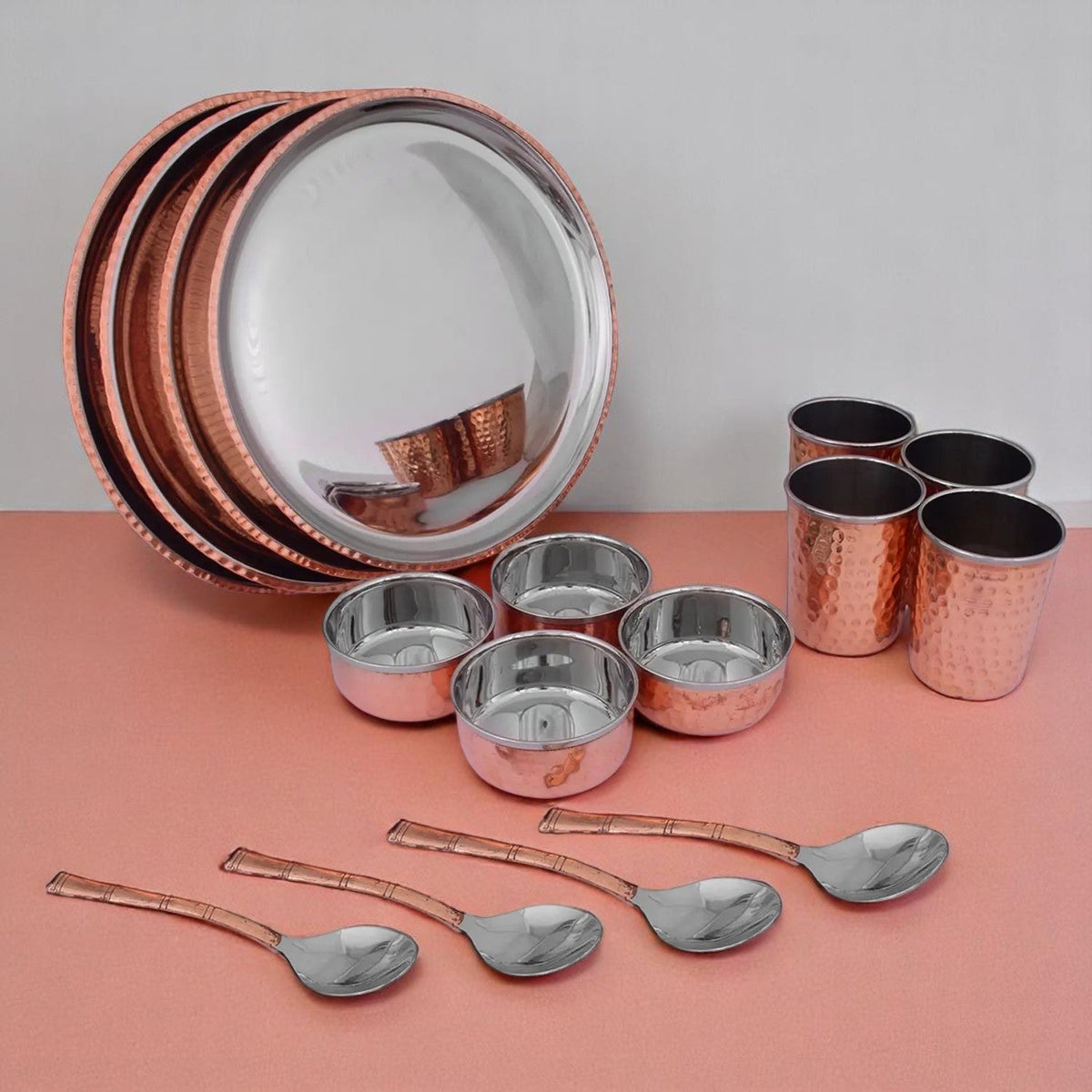 Crockery Wala And Company Royal Steel Copper Dinner Set 16 Pcs Crockery Wala And Company Ltd