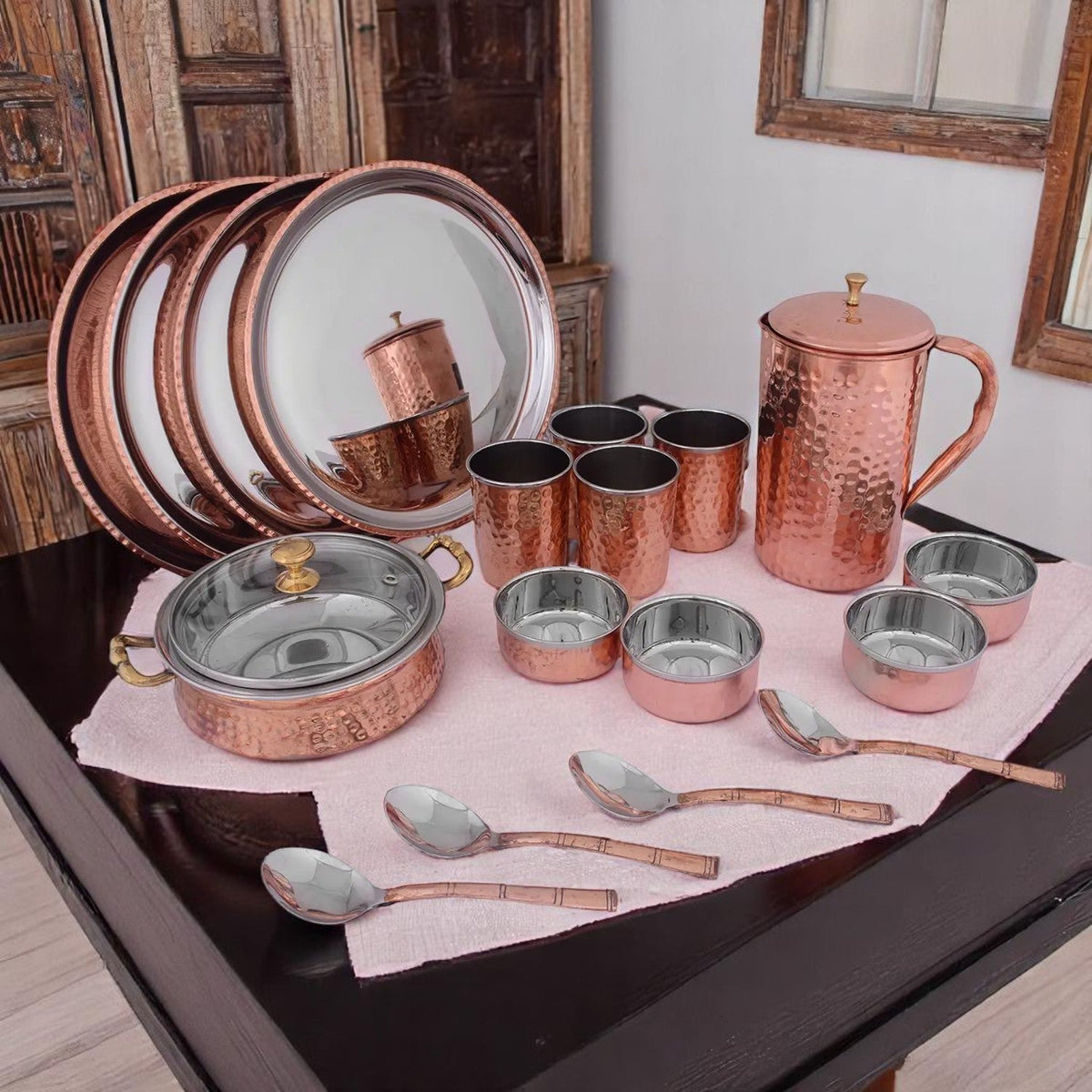 Crockery Wala And Company Royal Steel Copper Dinner Set 18 Pcs Crockery Wala And Company Ltd