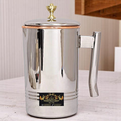 Crockery Wala Steel Copper Jug Pitcher with Brass Knob 1000 ML Crockery Wala And Company Ltd