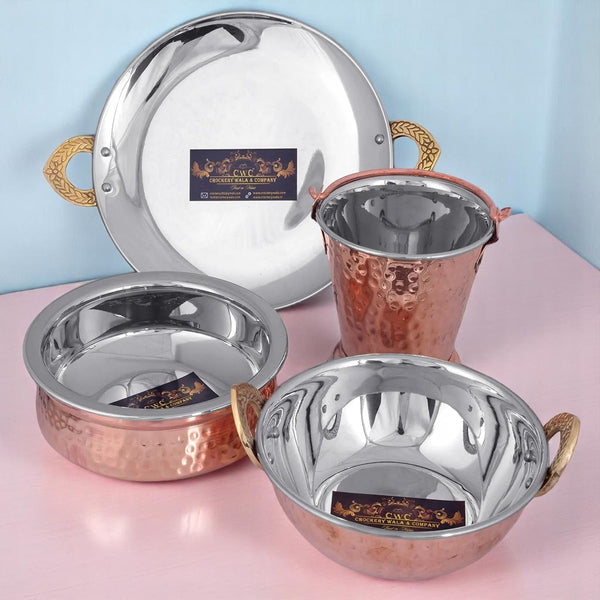 Crockery Wala And Company Steel Copper 4 Pcs Serveware Set Crockery Wala And Company Ltd