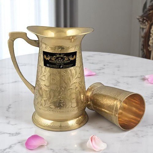 Crockery Wala And Company Brass Jug & Glass Set Tableware - CROCKERY WALA AND COMPANY