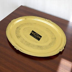 Crockery Wala And Company Brass Serving Tray Plate Oval Tray - CROCKERY WALA AND COMPANY
