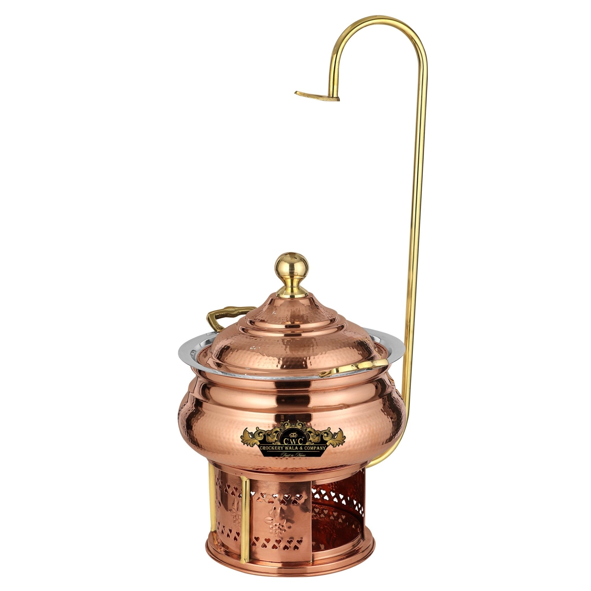 Crockery Wala And Company Copper Steel Chaffing Dish 6 Liters - CROCKERY WALA AND COMPANY