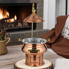 Crockery Wala And Company Copper Steel Chaffing Dish 6 Liters - CROCKERY WALA AND COMPANY