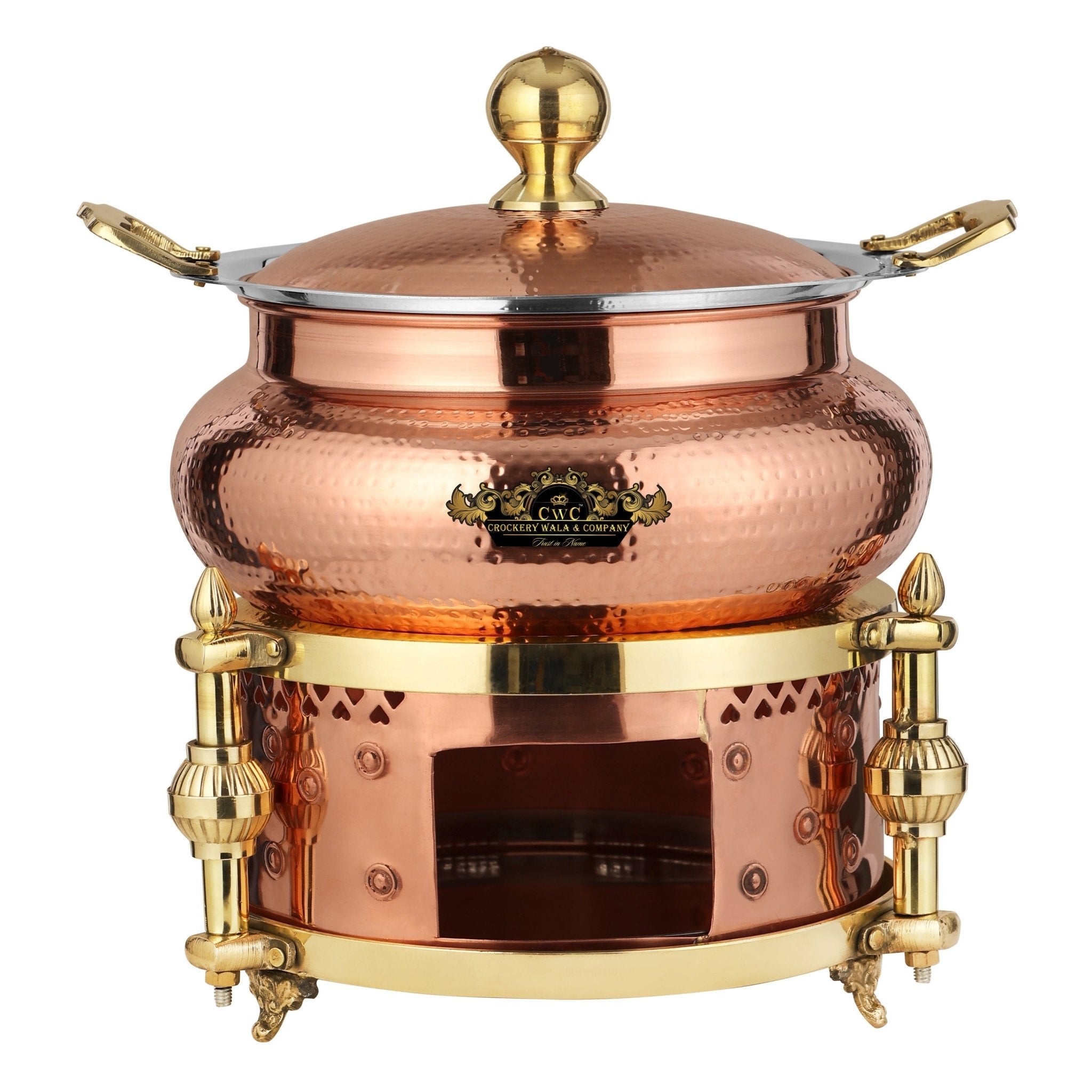 Crockery Wala And Company Copper Steel Chaffing Dish 6 Liters - CROCKERY WALA AND COMPANY