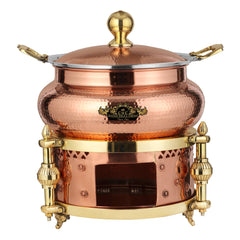 Crockery Wala And Company Copper Steel Chaffing Dish 6 Liters - CROCKERY WALA AND COMPANY