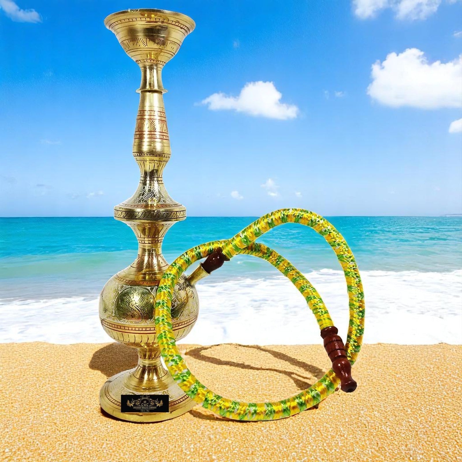 Crockery Wala And Company Pure Brass Hookah Brass Sheesha - CROCKERY WALA AND COMPANY