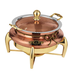Crockery Wala And Company Pure Copper Chafing Dish New Jersey Style 6 litres - CROCKERY WALA AND COMPANY