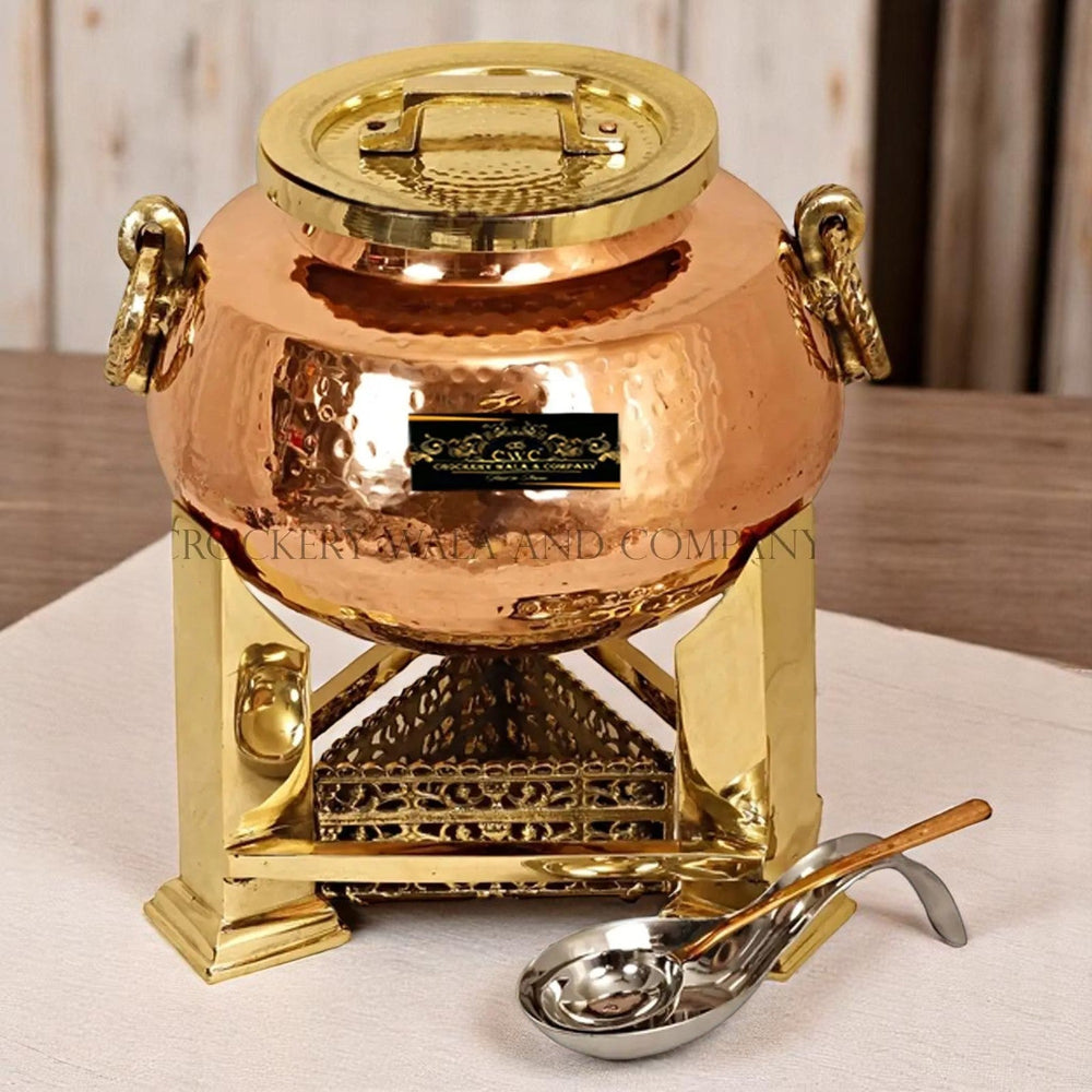 Crockery Wala And Company Pure Copper Kalai Chaffing Dish 10 litres - CROCKERY WALA AND COMPANY