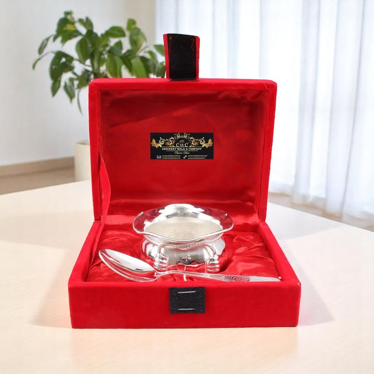 Crockery Wala And Company Silver Plated Bowl Set with Spoon - CROCKERY WALA AND COMPANY