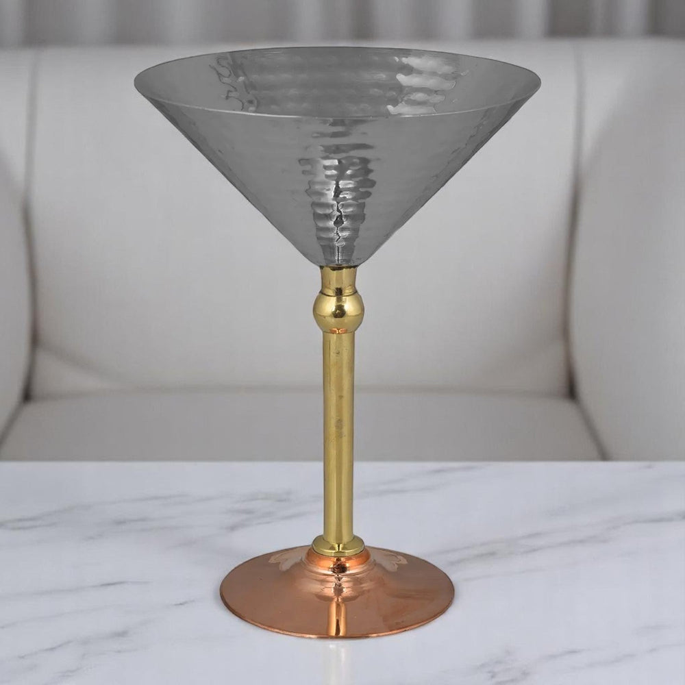 Crockery Wala And Company Steel Hammered Martini Glass Set