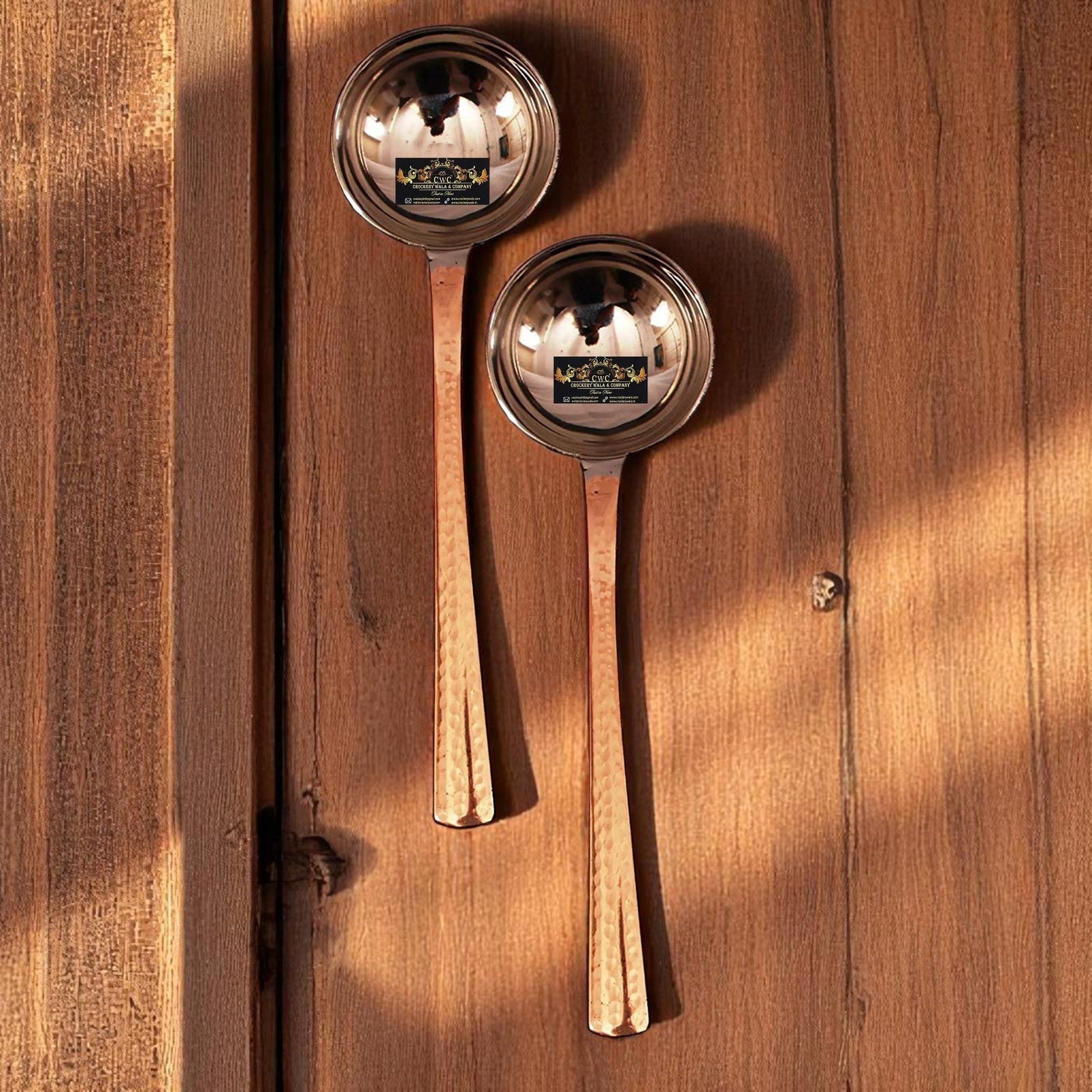 Crockery Wala & Company Set of 2 Steel Copper Serving Ladle Spoon - CROCKERY WALA AND COMPANY