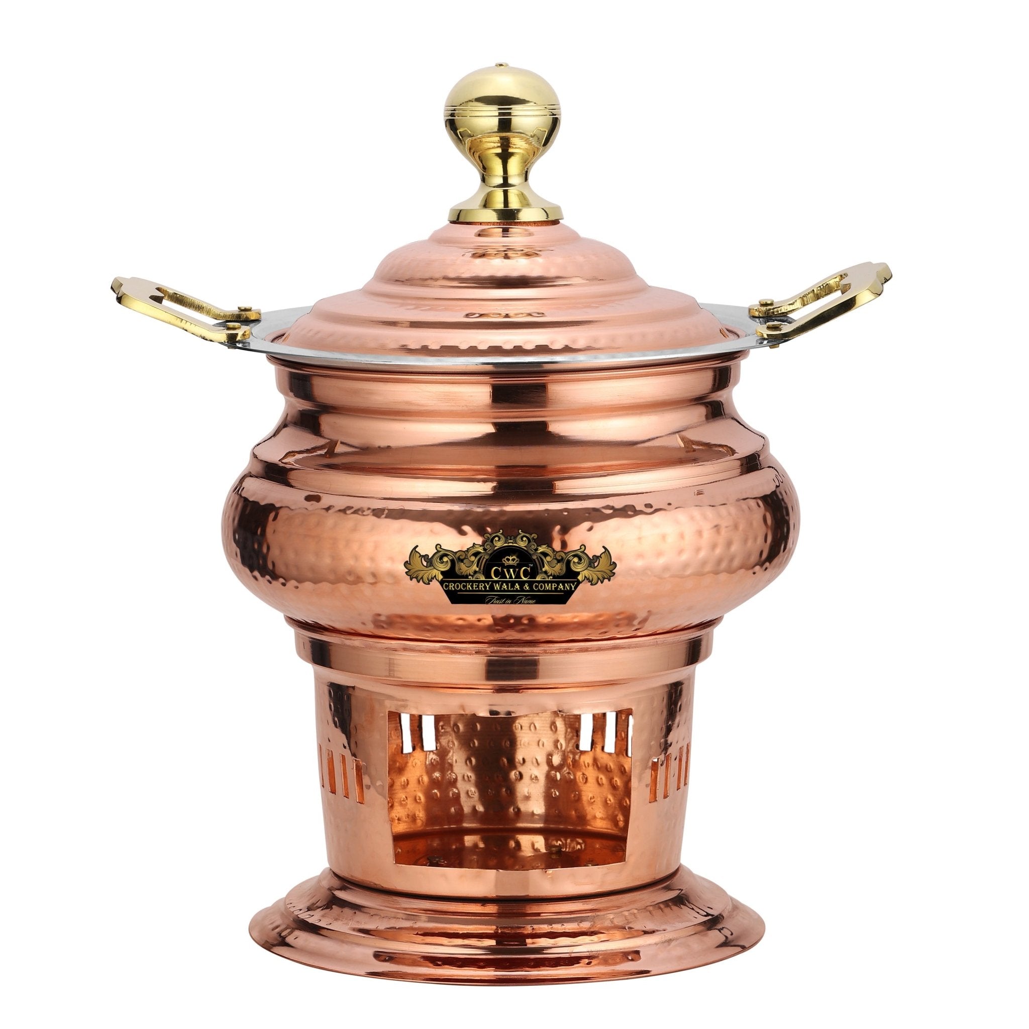 Crockery Wala Copper Steel Chaffing Dish 3 Litres Capacity - CROCKERY WALA AND COMPANY