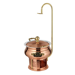 Crockery Wala Copper Steel Chaffing Dish 6 Liters With Stand - CROCKERY WALA AND COMPANY