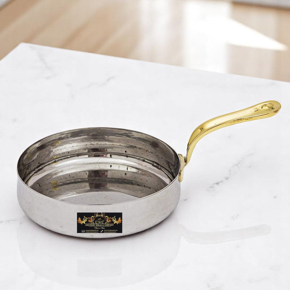 Crockery Wala Hammered Steel Curved Sauce Pan 5.0 Silver