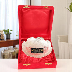 Silver Plated Round Designer Bowl With Red Velvet Box Crockery Wala And Company Ltd