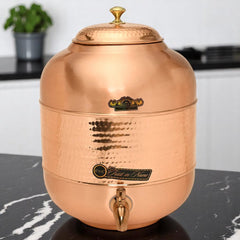 Copper Vessel For Drinking Water Half Hammered Designer With Tap CROCKERY WALA AND COMPANY