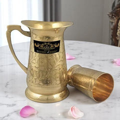 Crockery Wala And Company Brass Jug & Glass Set Tableware Crockery Wala And Company