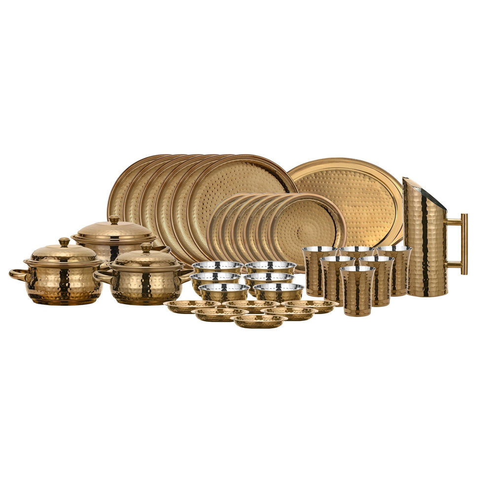 Premium 51 - Piece Stainless Steel PVD Rose Gold Dinner Set - CROCKERY WALA AND COMPANY